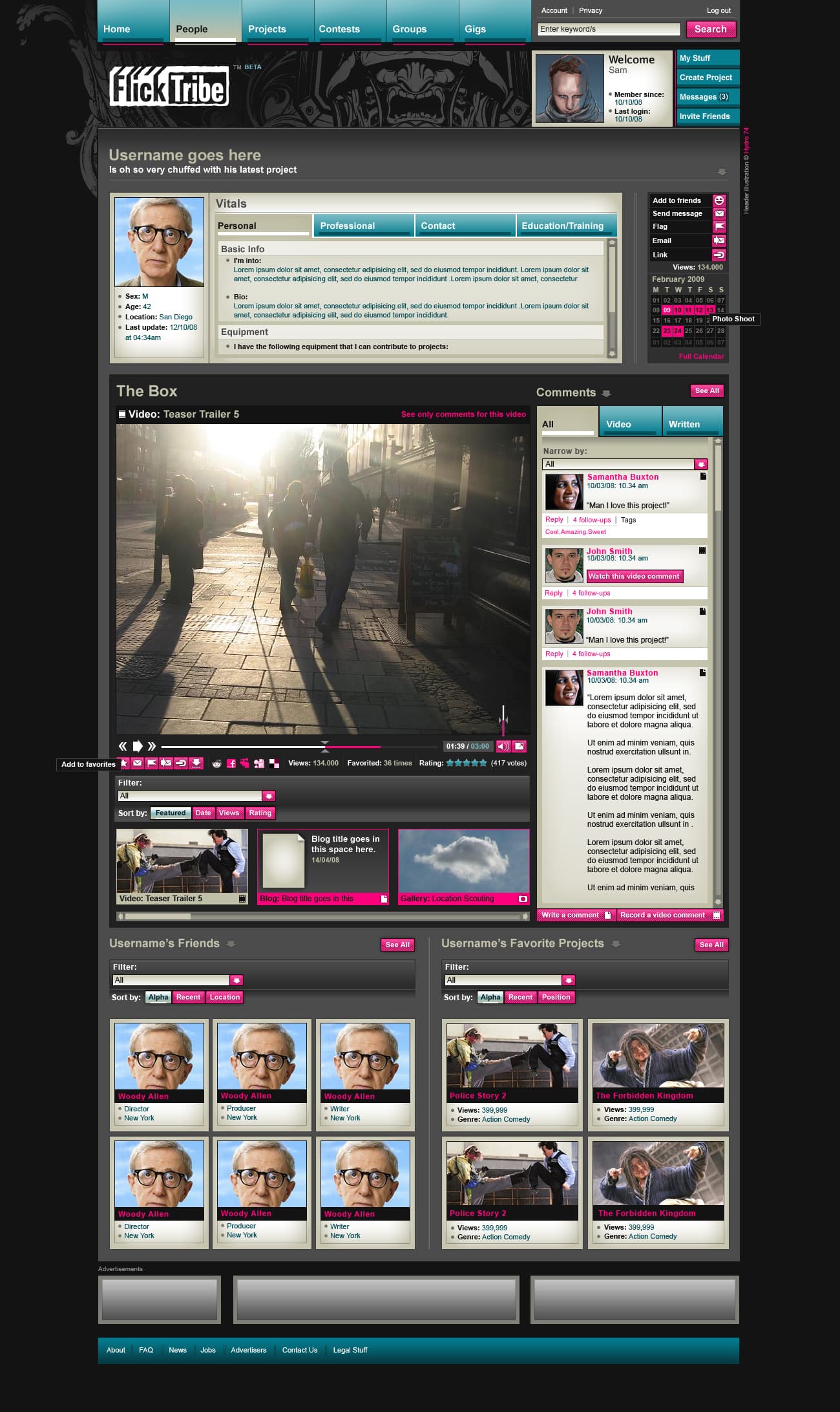 Flicktribe - profile page